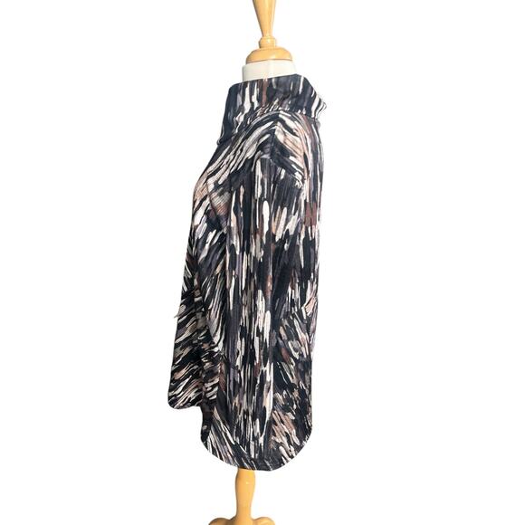 Ali Miles Tunic Top Blouse Cowl Neck Abstract Artsy Textured 3/4 Sleeve Large - Picture 3 of 9